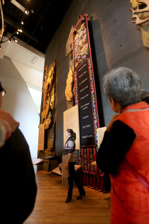 TREVOR HAGAN / WINNIPEG FREE PRESS
Sarah Watkins leads a new public tour around the Canadian Museum for Human Rights that explores the rich and complex history of the Metis People, Monday, February 19, 2018.