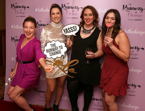 JASON HALSTEAD / WINNIPEG FREE PRESS

L-R: Fiona Mackie, Liana Martin, Meg Fergusson and Jaelyn Pierce try out the photo booth at Main Street Project's second Runway to Change fashion show fundraiser on Feb. 10, 2018 at the Fort Garry Hotel. (See Social Page)