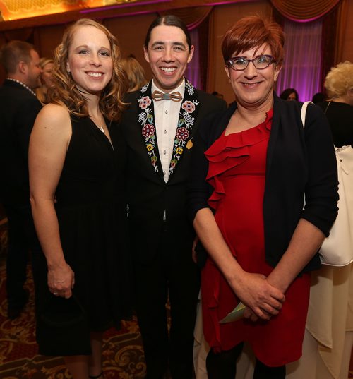 JASON HALSTEAD / WINNIPEG FREE PRESS

L-R: Catherine Cantin, Robert Falcon-Ouellette (MP for Winnipeg Centre) and Lara Rae (artistic director of the Winnipeg Comedy Festival) at Main Street Project's second Runway to Change fashion show fundraiser on Feb. 10, 2018 at the Fort Garry Hotel. (See Social Page)