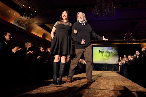 JASON HALSTEAD / WINNIPEG FREE PRESS

L-R: Althea Guiboche (CEO and founder of charity Got Bannock) and Al Wiebe (chair of the Canadian Lived Experience Advisory Council) on the runway at Main Street Project's second Runway to Change fashion show fundraiser on Feb. 10, 2018 at the Fort Garry Hotel. (See Social Page)