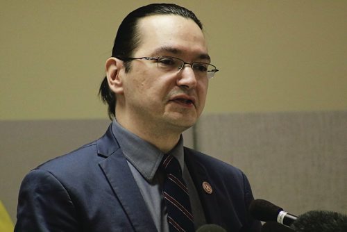 Canstar Community News Feb. 12, 2018 - Kevin Lamoureux, national lead of the National Centre for Truth and Reconciliation spoke at the Healing Forest at St. Johns Park official launch. (LIGIA BRAIDOTTI/CANSTAR/TIMES)