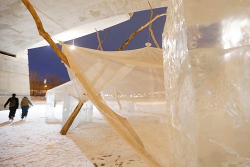 JOHN WOODS / WINNIPEG FREE PRESS
Temple of Lost Things sits under The Norwood Bridge and is part of the Warming Hut exhibit on the Red and Assiniboine Rivers in Winnipeg Tuesday, February 20, 2018.