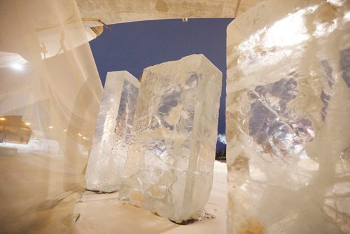 JOHN WOODS / WINNIPEG FREE PRESS
Temple of Lost Things sits under The Norwood Bridge and is part of the Warming Hut exhibit on the Red and Assiniboine Rivers in Winnipeg Tuesday, February 20, 2018.