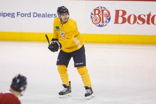 MIKE DEAL / WINNIPEG FREE PRESS
Winnipeg Jets' Brandon Tanev (13), during practice at Bell MTS Place Thursday morning.
180222 - Thursday, February 22, 2018.