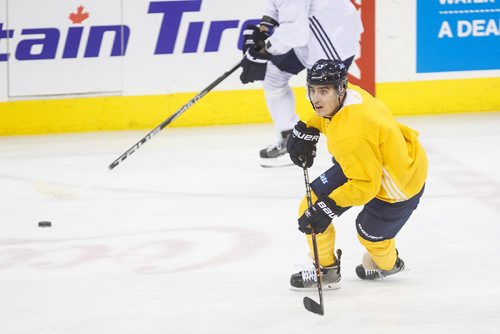 MIKE DEAL / WINNIPEG FREE PRESS
Winnipeg Jets' Brandon Tanev (13), during practice at Bell MTS Place Thursday morning.
180222 - Thursday, February 22, 2018.