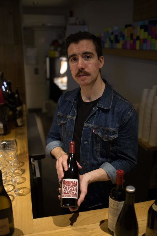 JEN DOERKSEN/WINNIPEG FREE PRESS

Peter Hill of Endive natural wine bar shows some of the wines for the event at Cafe Postal. Friday, February 23, 2018.