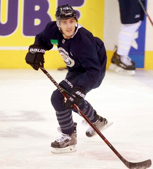 BORIS MINKEVICH / WINNIPEG FREE PRESS
Winnipeg Jets Hockey practice at Bell MTS Place arena. #13 Brandon Tanev. MIKE MCINTYRE STORY. Feb. 26, 2018