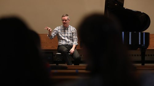 RUTH BONNEVILLE / WINNIPEG FREE PRESS


Darryle Friesen, adjudicator with the 100th annual Winnipeg Music Festival, advises and encourages grade 6 music students after their recital at Sterling Mennonite Fellowship Church Wednesday.  The festival runs February 21  March 19, 2018.



FEB 26, 2018