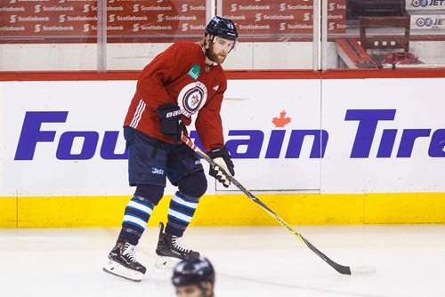 MIKE DEAL  / WINNIPEG FREE PRESS
Winnipeg Jets' Joe Morrow (70) during practice at Bell MTS Place just hours before playing against the Nashville Predators.
180227 - Tuesday, February 27, 2018.