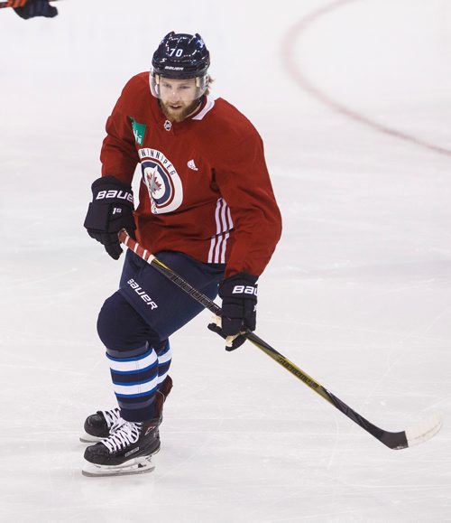 MIKE DEAL  / WINNIPEG FREE PRESS
Winnipeg Jets' Joe Morrow (70) during practice at Bell MTS Place just hours before playing against the Nashville Predators.
180227 - Tuesday, February 27, 2018.