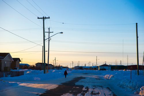 MIKAELA MACKENZIE / WINNIPEG FREE PRESS
The sun sets on the Chemawawin Reserve, Manitoba on Friday, Feb. 23, 2018. 
180223 - Friday, February 23, 2018.