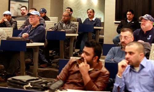 BORIS MINKEVICH / WINNIPEG FREE PRESS
Edmonton-based ridesharing company TappCar had a driver-training session at the Holiday Inn South in Winnipeg. People at the session. RYAN THORPE STORY. March 1, 2018