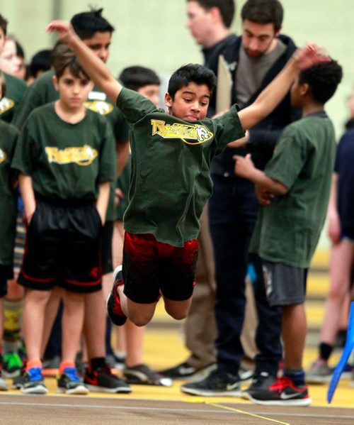 BORIS MINKEVICH / WINNIPEG FREE PRESS
Boeing Classic at the James Daly Fieldhouse in Max Bell Centre/UofM. Ryerson School grade 6er Umayer Chowdhury,11, does the long jump. March 1, 2018