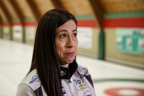 MIKE DEAL / WINNIPEG FREE PRESS
Longtime second Jill Officer confirms that she will be taking a step back from competitive curling, beginning next season, during a practice at the Fort Rouge Curling Club Friday afternoon.
180302 - Friday, March 02, 2018.