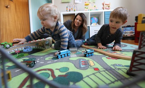 RUTH BONNEVILLE / WINNIPEG FREE PRESS

Biz 
Jessica Brason plays with her boys, Parker (21/2yrs) and Levi (1yrs), on a Thomas the Tank Engine train track Friday that she bought second-hand. For story on Canada's second-hand economy. A recent survey by Kijiji reveals it's worth $28.5 billion, used by more than 85 per cent of Canadians. Among them is 29-year-old Winnipeg mom Jessica Brason, who buys and sells second-hand to stay within a tight household budget. 

See Joel Schlesinger story.  

March 03,18