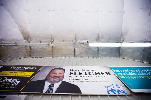 MIKAELA MACKENZIE / WINNIPEG FREE PRESS
Steven Fletcher signage at the Varsity View Sportsplex in Winnipeg, Manitoba on Tuesday, March 6, 2018. 
180306 - Tuesday, March 06, 2018.