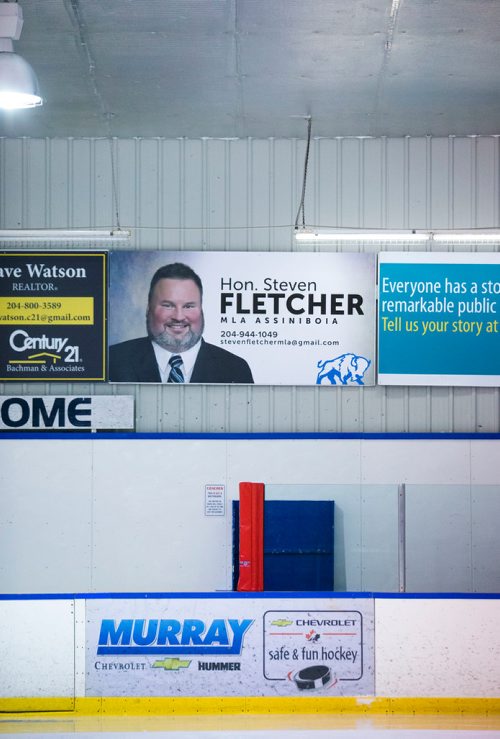 MIKAELA MACKENZIE / WINNIPEG FREE PRESS
Steven Fletcher signage at the Varsity View Sportsplex in Winnipeg, Manitoba on Tuesday, March 6, 2018. 
180306 - Tuesday, March 06, 2018.