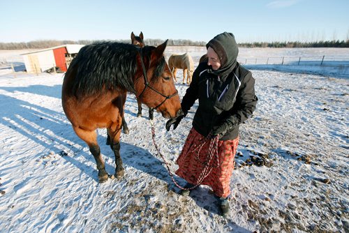 PHIL HOSSACK / WINNIPEG FREE PRESS - Judith Maendel (also a registered nurse, works with horses at the Baker Community and teaches Equine Assisted Learning 
....... See Melissa Martin's story. February 23, 2018