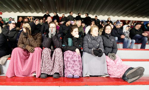 PHIL HOSSACK / WINNIPEG FREE PRESS - Community members watch from the stands at the MacGregor community annual charity game. See Melissa Martin's story. February 23, 2018