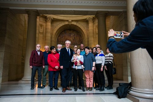 MIKAELA MACKENZIE / WINNIPEG FREE PRESS
Greg Selinger meets with supporters on his last day at the legislature in Winnipeg, Manitoba on Wednesday, March 7, 2018.
180307 - Wednesday, March 07, 2018.