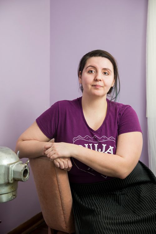 MIKAELA MACKENZIE / WINNIPEG FREE PRESS
Nadine Peloquin, owner of Hocus Pocus Pies & Dice, poses for a portrait in her home in St. Vital in Winnipeg, Manitoba on Wednesday, March 7, 2018.
180307 - Wednesday, March 07, 2018.