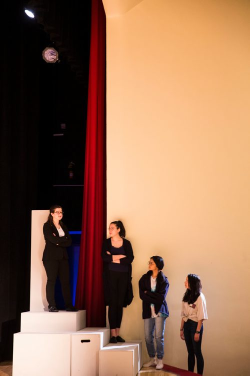 MIKAELA MACKENZIE / WINNIPEG FREE PRESS
The cast rehearses locally written rock opera Eastar at St. Mary's Academy in Winnipeg, Manitoba on Sunday, March 11, 2018.
 Mikaela MacKenzie / Winnipeg Free Press 11, 2018.