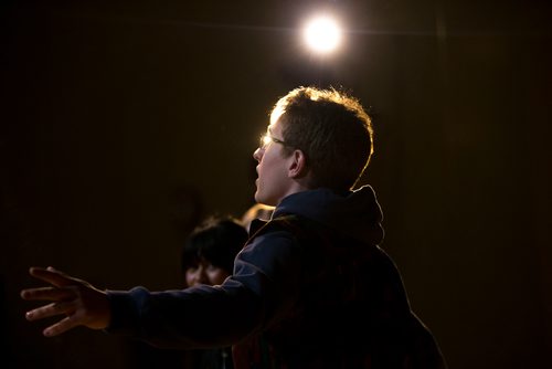 MIKAELA MACKENZIE / WINNIPEG FREE PRESS
Eric Lamb, who plays John the Baptist, rehearses locally written rock opera Eastar at St. Mary's Academy in Winnipeg, Manitoba on Sunday, March 11, 2018.
 Mikaela MacKenzie / Winnipeg Free Press 11, 2018.