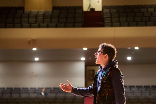 MIKAELA MACKENZIE / WINNIPEG FREE PRESS
Eric Lamb, who plays John the Baptist, rehearses locally written rock opera Eastar at St. Mary's Academy in Winnipeg, Manitoba on Sunday, March 11, 2018.
 Mikaela MacKenzie / Winnipeg Free Press 11, 2018.