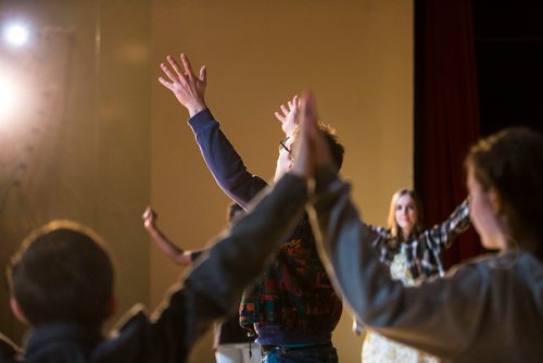 MIKAELA MACKENZIE / WINNIPEG FREE PRESS
The cast rehearses locally written rock opera Eastar at St. Mary's Academy in Winnipeg, Manitoba on Sunday, March 11, 2018.
 Mikaela MacKenzie / Winnipeg Free Press 11, 2018.