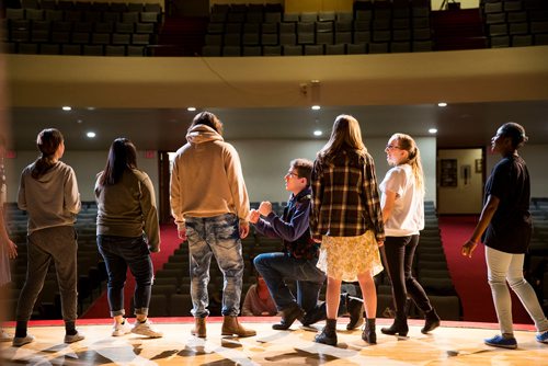 MIKAELA MACKENZIE / WINNIPEG FREE PRESS
The cast rehearses locally written rock opera Eastar at St. Mary's Academy in Winnipeg, Manitoba on Sunday, March 11, 2018.
 Mikaela MacKenzie / Winnipeg Free Press 11, 2018.