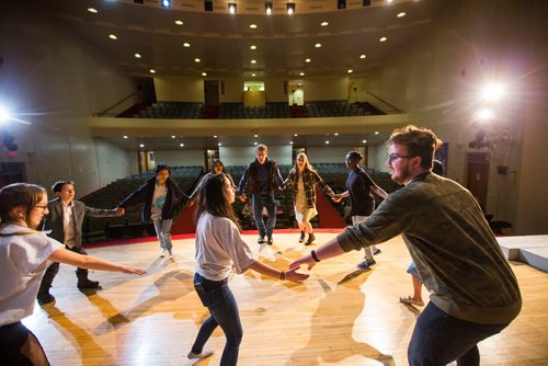 MIKAELA MACKENZIE / WINNIPEG FREE PRESS
The cast rehearses locally written rock opera Eastar at St. Mary's Academy in Winnipeg, Manitoba on Sunday, March 11, 2018.
 Mikaela MacKenzie / Winnipeg Free Press 11, 2018.