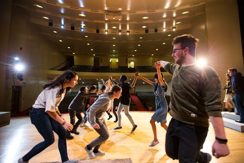 MIKAELA MACKENZIE / WINNIPEG FREE PRESS
The cast rehearses locally written rock opera Eastar at St. Mary's Academy in Winnipeg, Manitoba on Sunday, March 11, 2018.
 Mikaela MacKenzie / Winnipeg Free Press 11, 2018.