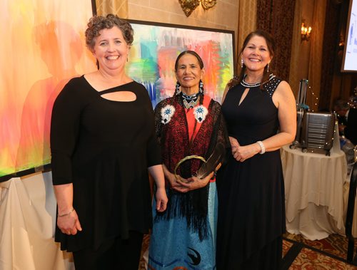 JASON HALSTEAD / WINNIPEG FREE PRESS

L-R: Award recipients Margo Lane, Bright Star Medicine Cloud Woman Bev Harvey and Mary Ann Baynton at the Mood Disorders Association of Manitoba's In the Mood 2018 gala on Feb. 24, 2018 at the Fort Garry Hotel. (See Social Page)