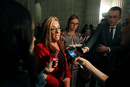 PHIL HOSSACK / WINNIPEG FREE PRESS -  Michelle Gaworonsky MGEU President reacts to Budget.   - March 12, 2018