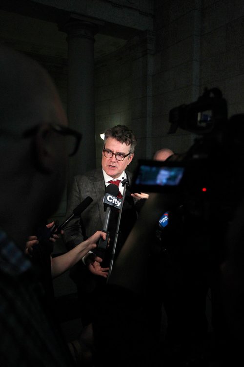 PHIL HOSSACK / WINNIPEG FREE PRESS -  Liberal leader, Dougald Lamont reacts to Budget.   - March 12, 2018