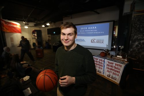 RUTH BONNEVILLE / WINNIPEG FREE PRESS

Sports
Vincent Massey student Kyler Filewich has his photo taken at press conference at the Sports for Life Centre Tuesday and  looks forward to playing in the 2018 MILK AAAA Basketball Championships this weekend.  



March 13 ,2018