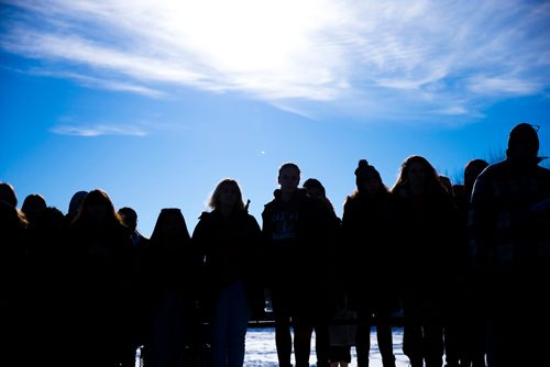 MIKAELA MACKENZIE / WINNIPEG FREE PRESS
Students at Grant Park School in Winnipeg, Manitoba, participate in a walkout in solidarity with the victims of gun violence in Florida last month on Wednesday, March 14, 2018.
 Mikaela MacKenzie / Winnipeg Free Press 14, 2018.