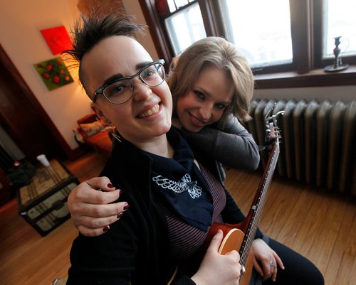 PHIL HOSSACK/Winnipeg Free Press - Singer-songwriter Raine Hamilton (left) is releasing a new album, and will have ASL actor and performer Joanna Hawkins (right) doing a shadow interpretation of her songs at the release show next week. MARCH 14, 2018