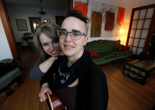 PHIL HOSSACK/Winnipeg Free Press - Singer-songwriter Raine Hamilton (right) is releasing a new album, and will have ASL actor and performer Joanna Hawkins (left) doing a shadow interpretation of her songs at the release show next week. MARCH 14, 2018