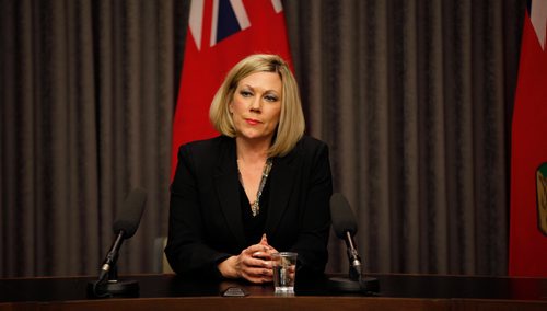 PHIL HOSSACK / WINNIPEG FREE PRESS - Conservative Sustainable Development Minister Rochelle Squires answers questions re: the Conservative Government's new "Climate Plan". - March 15, 2018