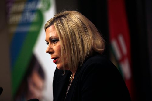 PHIL HOSSACK / WINNIPEG FREE PRESS - Conservative Sustainable Development Minister Rochelle Squires answers questions re: the Conservative Government's new "Climate Plan". - March 15, 2018