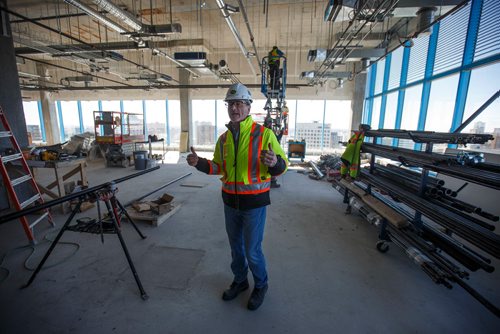 MIKE DEAL / WINNIPEG FREE PRESS
Jim Ludlow, President of True North Real Estate Development, during a short tour of the construction at True North Square, Friday March 16, 2018.
180316 - Friday, March 16, 2018.