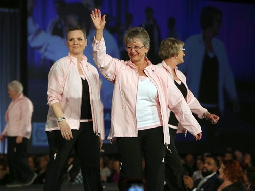 JASON HALSTEAD / WINNIPEG FREE PRESS

Cancer-surviros hit the runway at the Nygard 50 Years in Fashion event at the RBC Convention Centre Winnipeg on March 16, 2018. The fashion show featured 25 breast cancer survivors, a celebration of Nygard employees on stage who have over 35 yrs service, and vintage clothing from Nygard's decades in business. Over 600 people attended the show, dinner and dance.