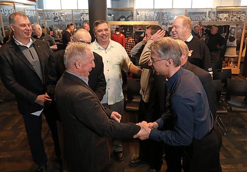 RUTH BONNEVILLE  /  WINNIPEG FREE PRESS


Inductees in attendance at the Football Manitoba Hall of Fame Press Conference shake hands after taking a group photo at Sport Manitoba Wednesday.  

2018 - Inductees in group photo (left - right)

1· Randy Ambrosie  Player (Calgary Stampeders, currently Commissioner of the CFL)  (far left, back row)

2- Ernie Kyliuk representing Daniel MacMaroons team (Black jacket, blue shirt, beige pants), 

3· Rick Hudson  Coach (Sisler Spartans)  (moustache)

4· Ken Lazaruk  Official (CFL Referee, and currently CFL Supervisor of Officials), (paid shirt, sweater, centre),

5- Blair Schapansky - represmtiing St. Vital Bulldogs (black golf shirt with white collar), 

6-·Representing  Bob Toth  Player (Kelvin High School, Weston Wildcats),  his son, Dean Toth (blue shirt, far right),

7· Rick Wowchuk  Coach (Swan Valley Regional, currently MLA Swan River) (suit, striped tie, right front) and 

8 - Bud Ulrich - Board Chairman (front centre).

 ------

Names of honoured inductees not in attendance below:
1· Israel Idonije  Player (NFL Chicago Bears),2 · Rick Koswin  Player (Winnipeg Blue Bombers), 3 · Gary Rosolowich  Player (Winnipeg Blue Bombers) and 4· Paul Normandeau  Coach (Winnipeg High School Football League, and Commissioner).

See Jeff Hamilton story.


March 21,  2018RUTH BONNEVILLE  /  WINNIPEG FREE PRESS


Inductees in attendance at the Football Manitoba Hall of Fame Press Conference take a group photo at Sport Manitoba Wednesday.  

2018 - Inductees in group photo (left - right)

1· Randy Ambrosie  Player (Calgary Stampeders, currently Commissioner of the CFL)  (far left, back row)

2- Ernie Kyliuk representing Daniel MacMaroons team (Black jacket, blue shirt, beige pants), 

3· Rick Hudson  Coach (Sisler Spartans)  (moustache)

4· Ken Lazaruk  Official (CFL Referee, and currently CFL Supervisor of Officials), (paid shirt, sweater, centre),

5- Blair Schapansky - represmtiing St. Vital Bulldogs (black golf shirt with white collar), 

6-·Representing  Bob Toth  Player (Kelvin High School, Weston Wildcats),  his son, Dean Toth (blue shirt, far right),

7· Rick Wowchuk  Coach (Swan Valley Regional, currently MLA Swan River) (suit, striped tie, right front) and 

8 - Bud Ulrich - Board Chairman (front centre).

 ------

Names of honoured inductees not in attendance below:
1· Israel Idonije  Player (NFL Chicago Bears),2 · Rick Koswin  Player (Winnipeg Blue Bombers), 3 · Gary Rosolowich  Player (Winnipeg Blue Bombers) and 4· Paul Normandeau  Coach (Winnipeg High School Football League, and Commissioner).

See Jeff Hamilton story.


March 21,  2018