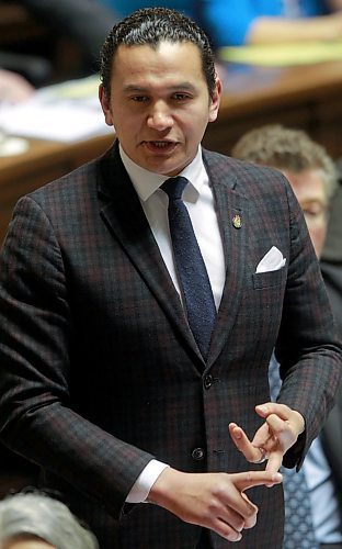 BORIS MINKEVICH / WINNIPEG FREE PRESS
Wab Kinew, Leader of the Manitoba New Democratic Party and Leader of the Opposition in the Legislative Assembly of Manitoba, asks questions in question period at the Manitoba Legislative Building. March 21, 2018