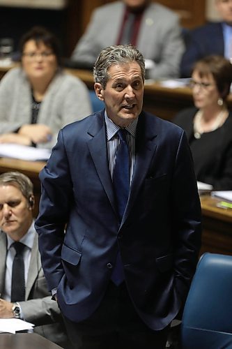 RUTH BONNEVILLE  /  WINNIPEG FREE PRESS
Premier Brian Pallister answers questions from the NDP about Hydro  during question period in the Legislature Thursday.  

March 22,  2018