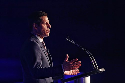 MIKE DEAL / WINNIPEG FREE PRESS
Mayor Brian Bowman his State of the City luncheon at the convention centre. 
180323 - Friday, March 23, 2018.