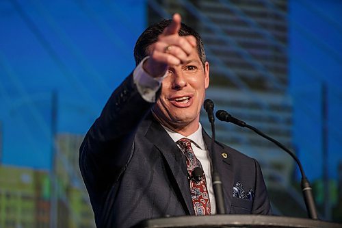 MIKE DEAL / WINNIPEG FREE PRESS
Winnipeg Mayor Brian Bowman during his last State of the City address before the civic election this fall.
180323 - Friday, March 23, 2018.