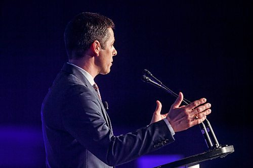 MIKE DEAL / WINNIPEG FREE PRESS
Winnipeg Mayor Brian Bowman during his last State of the City address before the civic election this fall.
180323 - Friday, March 23, 2018.