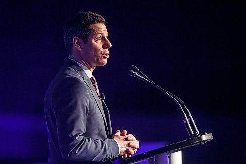 MIKE DEAL / WINNIPEG FREE PRESS
Winnipeg Mayor Brian Bowman during his last State of the City address before the civic election this fall.
180323 - Friday, March 23, 2018.